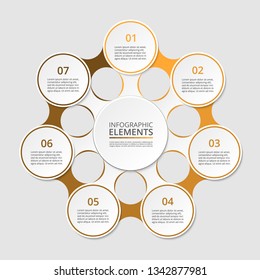 Step by step infographic. Template with 7 numbers can be used for workflow layout, diagram, chart, number options, web design, business presentation, trainings.