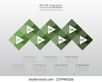 Step by step infographic. Template with 7 numbers can be used for workflow layout, diagram, chart, number options, web design, business presentation, trainings.