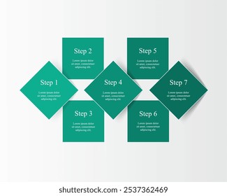 Step by step infographic template with 7 steps, options, parts or processes.