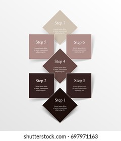Step by step infographic. Template with 7 numbers and text can be used for workflow layout, diagram, chart, number options, web design, business presentation, trainings.
