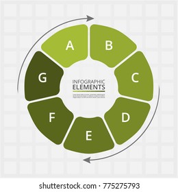 Step by step infographic. Template with 7 numbers can be used for workflow layout, diagram, chart, number options, web design, business presentation, trainings.