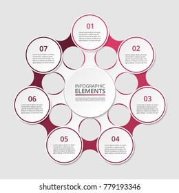 Step by step infographic. Template with 7 numbers can be used for workflow layout, diagram, chart, number options, web design, business presentation, trainings.