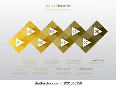 Step by step infographic. Template with 8 numbers can be used for workflow layout, diagram, chart, number options, web design, business presentation, trainings.