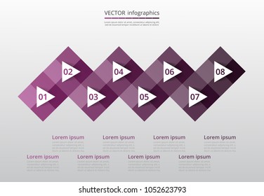 Step by step infographic. Template with 8 numbers can be used for workflow layout, diagram, chart, number options, web design, business presentation, trainings.