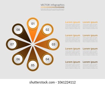 Step by step infographic. Template with 8 numbers can be used for workflow layout, diagram, chart, number options, web design, business presentation, trainings.