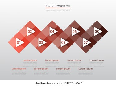 Step by step infographic. Template with 8 numbers can be used for workflow layout, diagram, chart, number options, web design, business presentation, trainings.