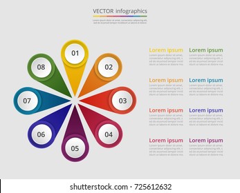 Step by step infographic. Template with 8 numbers can be used for workflow layout, diagram, chart, number options, web design, business presentation, trainings.