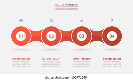 Step by step infographic template. Presentation slide with 4 numbers can be used for workflow layout, diagram, chart, number options, web design, business presentation, trainings.