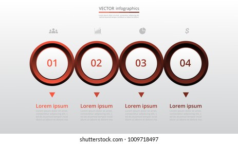 Step by step infographic template. Presentation slide with 4 numbers can be used for workflow layout, diagram, chart, number options, web design, business presentation, trainings.