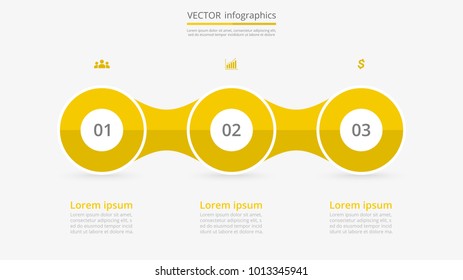 Step by step infographic template. Presentation slide with 3 numbers can be used for workflow layout, diagram, chart, number options, web design, business presentation, trainings.