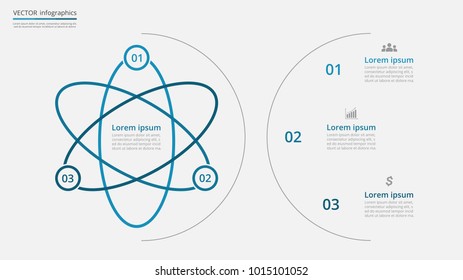 Step by step infographic template. Presentation slide with 3 numbers can be used for workflow layout, diagram, chart, number options, web design, business presentation, trainings.