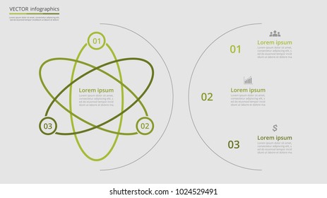 Step by step infographic template. Presentation slide with 3 numbers can be used for workflow layout, diagram, chart, number options, web design, business presentation, trainings.
