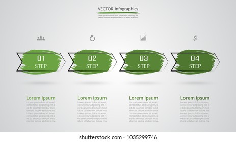 Step by step infographic template. Presentation slide with 4 numbers can be used for workflow layout, diagram, chart, number options, web design, business presentation, trainings.