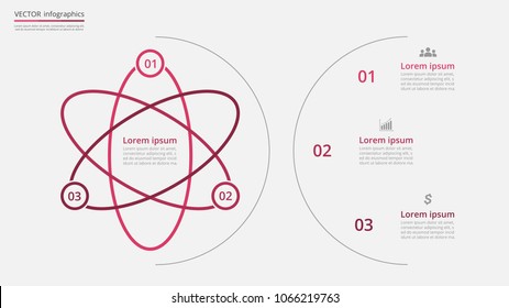 Step by step infographic template. Presentation slide with 3 numbers can be used for workflow layout, diagram, chart, number options, web design, business presentation, trainings.
