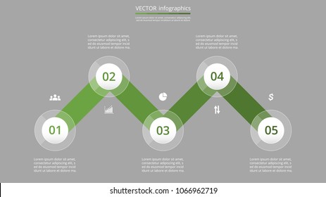Step by step infographic template. Presentation slide with 5 numbers can be used for workflow layout, diagram, chart, number options, web design, business presentation, trainings.