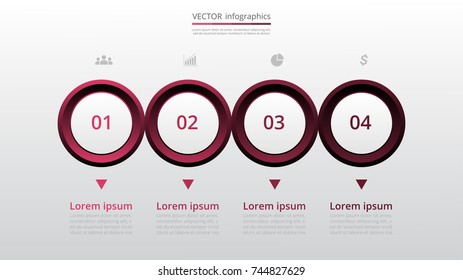 Step by step infographic template. Presentation slide with 4 numbers can be used for workflow layout, diagram, chart, number options, web design, business presentation, trainings.