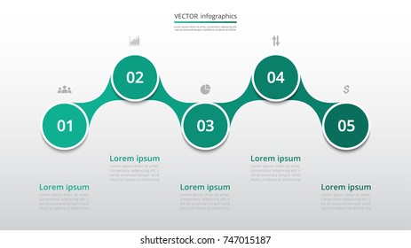 Step by step infographic template. Presentation slide with 5 numbers can be used for workflow layout, diagram, chart, number options, web design, business presentation, trainings.