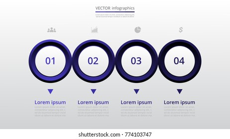 Step by step infographic template. Presentation slide with 4 numbers can be used for workflow layout, diagram, chart, number options, web design, business presentation, trainings.