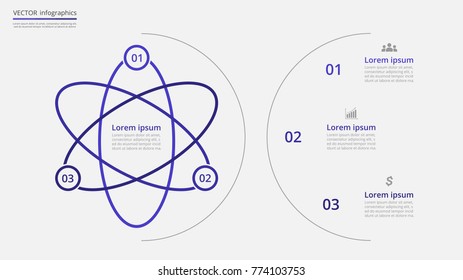 Step by step infographic template. Presentation slide with 3 numbers can be used for workflow layout, diagram, chart, number options, web design, business presentation, trainings.