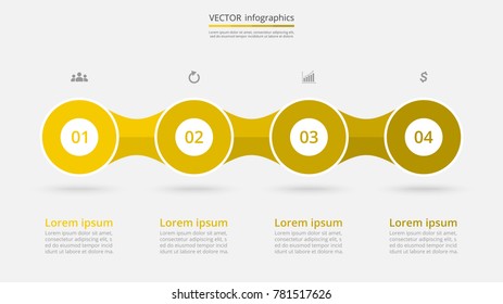 Step by step infographic template. Presentation slide with 4 numbers can be used for workflow layout, diagram, chart, number options, web design, business presentation, trainings.