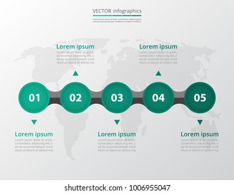 Step by step infographic. Timeline template with 5 numbers can be used for workflow layout, diagram, chart, number options, web design, business presentation, trainings.