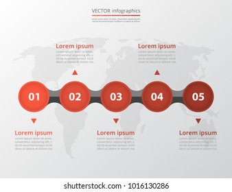 Step by step infographic. Timeline template with 5 numbers can be used for workflow layout, diagram, chart, number options, web design, business presentation, trainings.