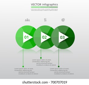 Step by step infographic. Timeline template with 3 numbers and text can be used for workflow layout, diagram, chart, number options, web design, business presentation, trainings.