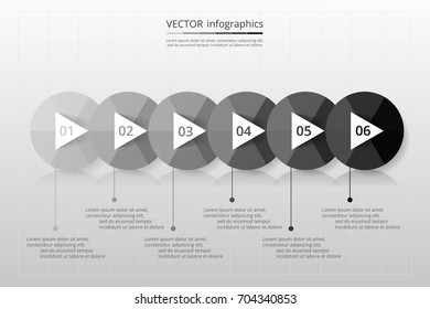 Step by step infographic. Timeline template with 6 numbers and text can be used for workflow layout, diagram, chart, number options, web design, business presentation, trainings.