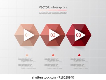 Step by step infographic. Timeline template with 3 numbers can be used for workflow layout, diagram, chart, number options, web design, business presentation, trainings.
