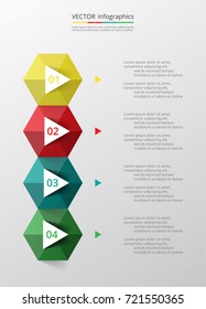 Step by step infographic. Vertical template with 4 numbers can be used for workflow layout, diagram, chart, number options, web design, business presentation, trainings.
