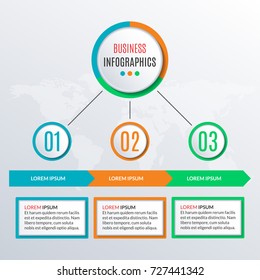 Step By Step Infographics With Arrows For Business Presentation. Vector Infographic Template With 3 Options, Levels, Parts, Or Processes. Workflow Layout, Flow Chart, Diagram For Web Design.