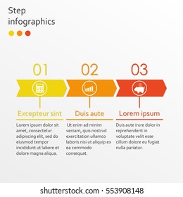 Step by step Infographics template with 3 arrows. Business infographic concept. Vector illustration.