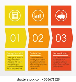 Step by step Infographics template with 3 arrows. Business infographic concept. Vector illustration.