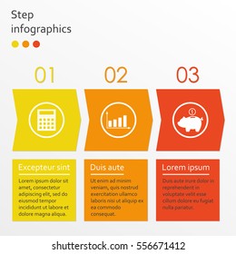 Step by step Infographics template with 3 arrows. Business infographic concept. Vector illustration.