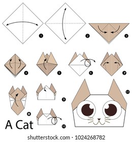 Instrucciones paso a paso sobre cómo hacer un gato origami 