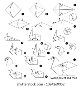 Step by step instructions how to make origami Swan.