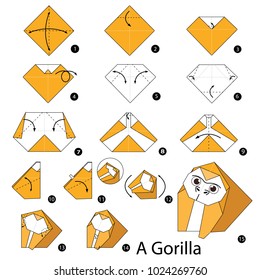 Step by step instructions how to make an origama Gorilla 