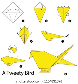 Step by step instructions how to make origami A Bird.