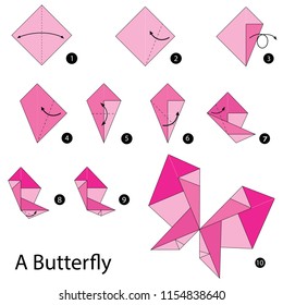 Instrucciones paso a paso sobre cómo hacer el origami una mariposa.