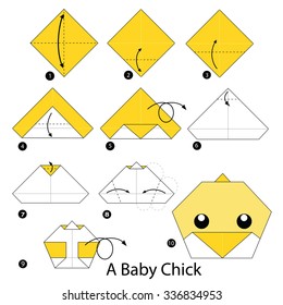 step by step instructions how to make origami A Baby Chick.