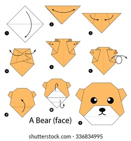 step by step instructions how to make origami A Bear (face).