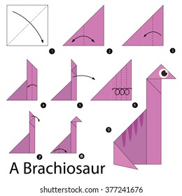 step by step instructions how to make origami A Brachiosaur.