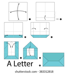 Step by step instructions how to make origami. A Letter.