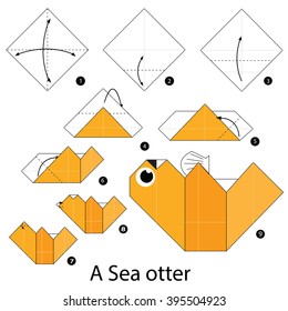 Step by step instructions how to make origami A Sea otter.