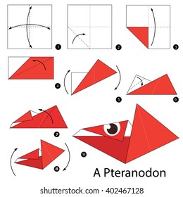 Step by step instructions how to make origami A Dinosaur.