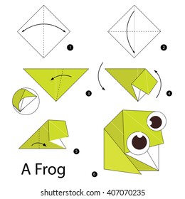 Step by step instructions how to make origami A Frog.