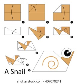 Instrucciones paso a paso sobre cómo hacer el origami un caracol.