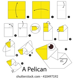 Step by step instructions how to make origami A Pelican.