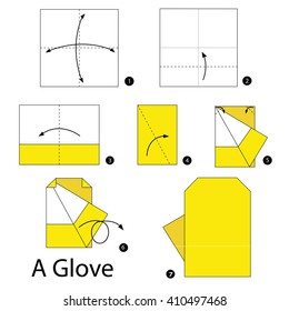 Step by step instructions how to make origami A Glove.