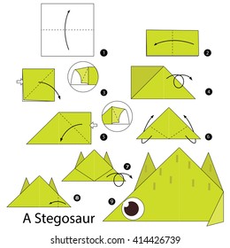 Step by step instructions how to make origami A Dinosaur.